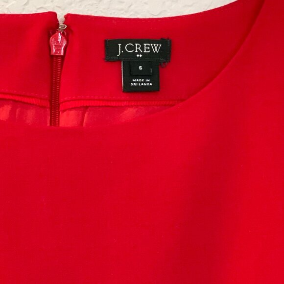 NWOT J.Crew Red Wool Peplum Dress - Picture 7 of 11